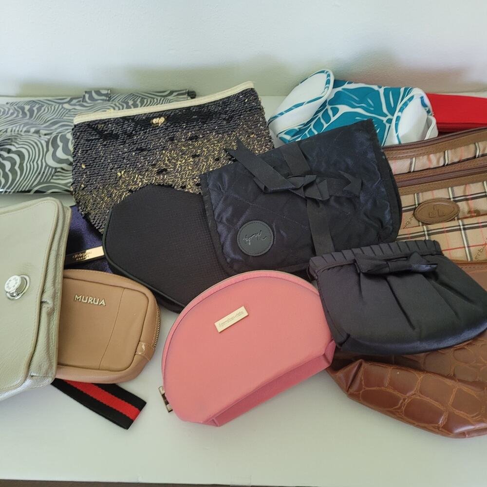 Bundle Desiger Huge lot 10+ Pouches Cosmetic Bags Nylon Vintage Fair Excellent